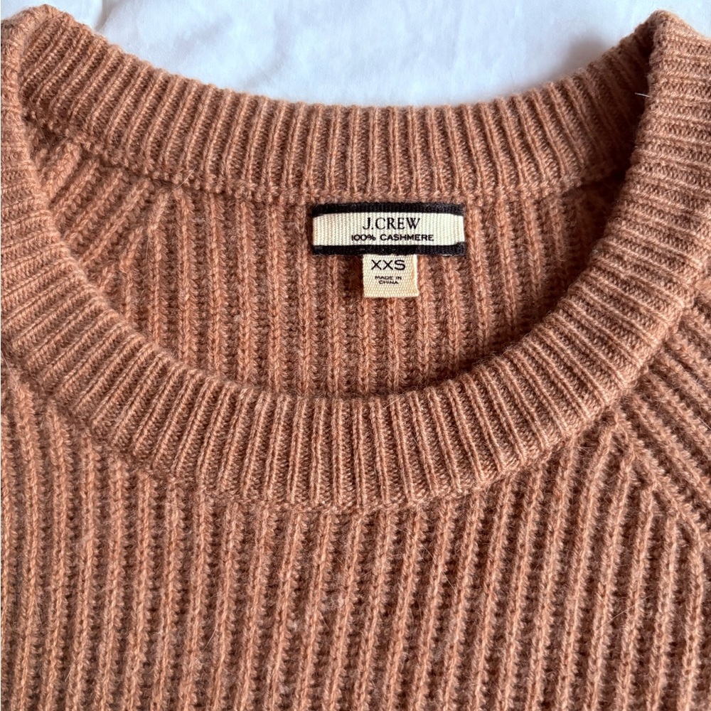 J. Crew Warm Tan Ribbed Cashmere Sweater - Picture 2 of 2